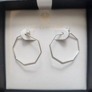House of Harlow1960 - Silver Hexagon Hoop Earrings